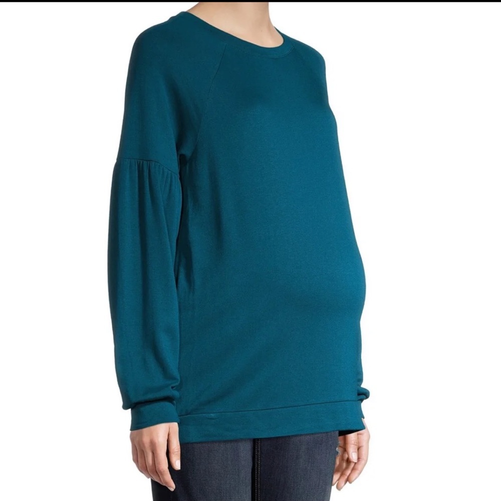 Time And Tru Maternity Sweatshirt Women’s Size Lg Ballon LongSleeve New Green
